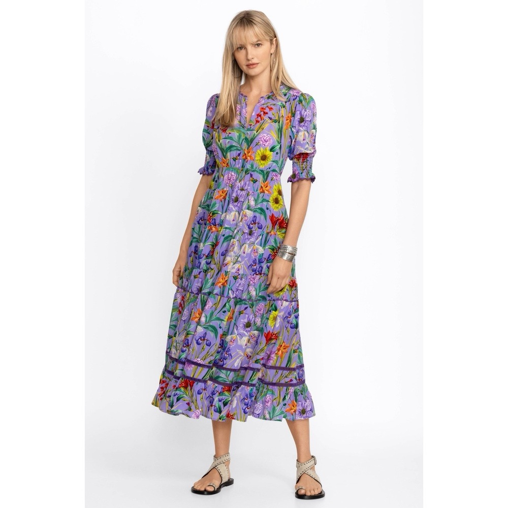 NWT Johnny Was Daphne Silk Maxi Dress Sz S Floral Belted MSRP $598